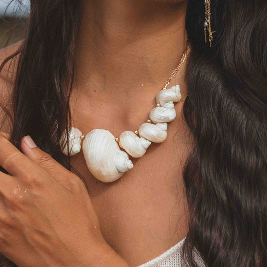 Gradual Polished Jade Shell Necklace